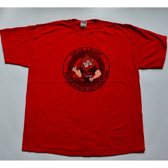 DARE LAPD School Parents Red Shirt XL Vintage 90s 100% Cotton - Picture 1 of 5